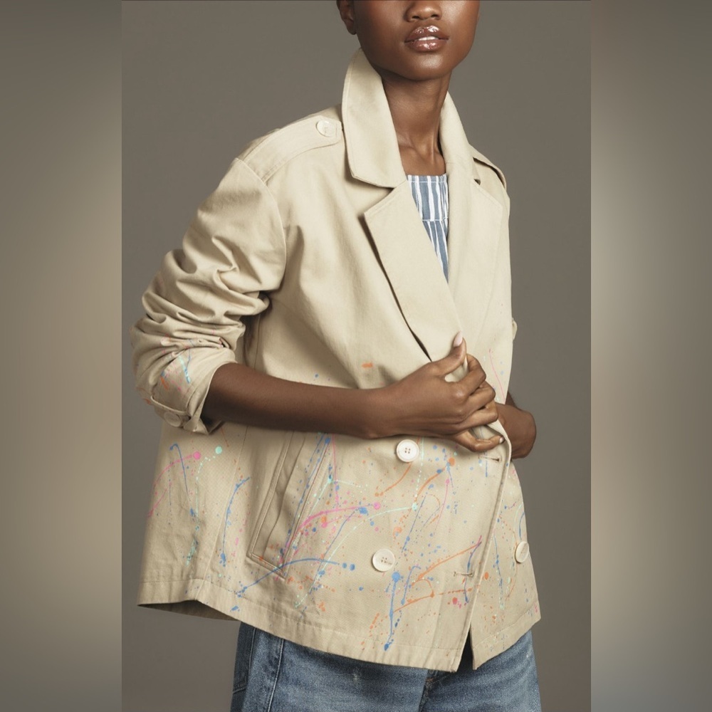 PERFECT Dolan Anthropologie Paint Splatter Cropped Trench